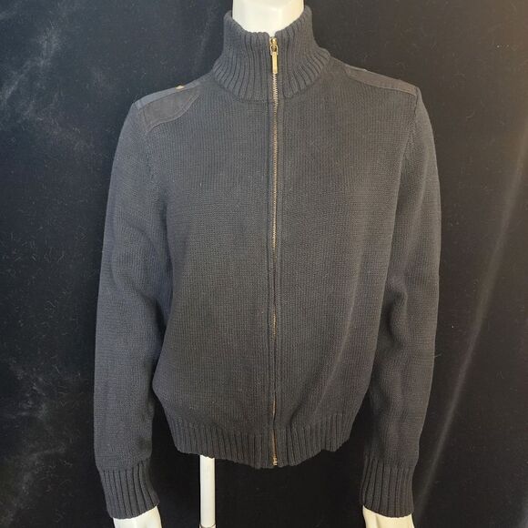 Lauren Ralph Lauren Petite Black Zippered Sweater (LP) - Picture 2 of 5